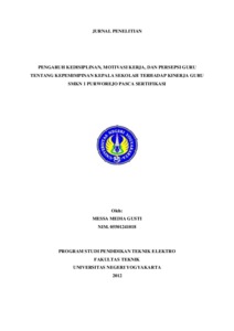 PENGARUH KEDISIPLINAN MOTIVASI KERJA DAN PERSEPSI GURU TENTANG